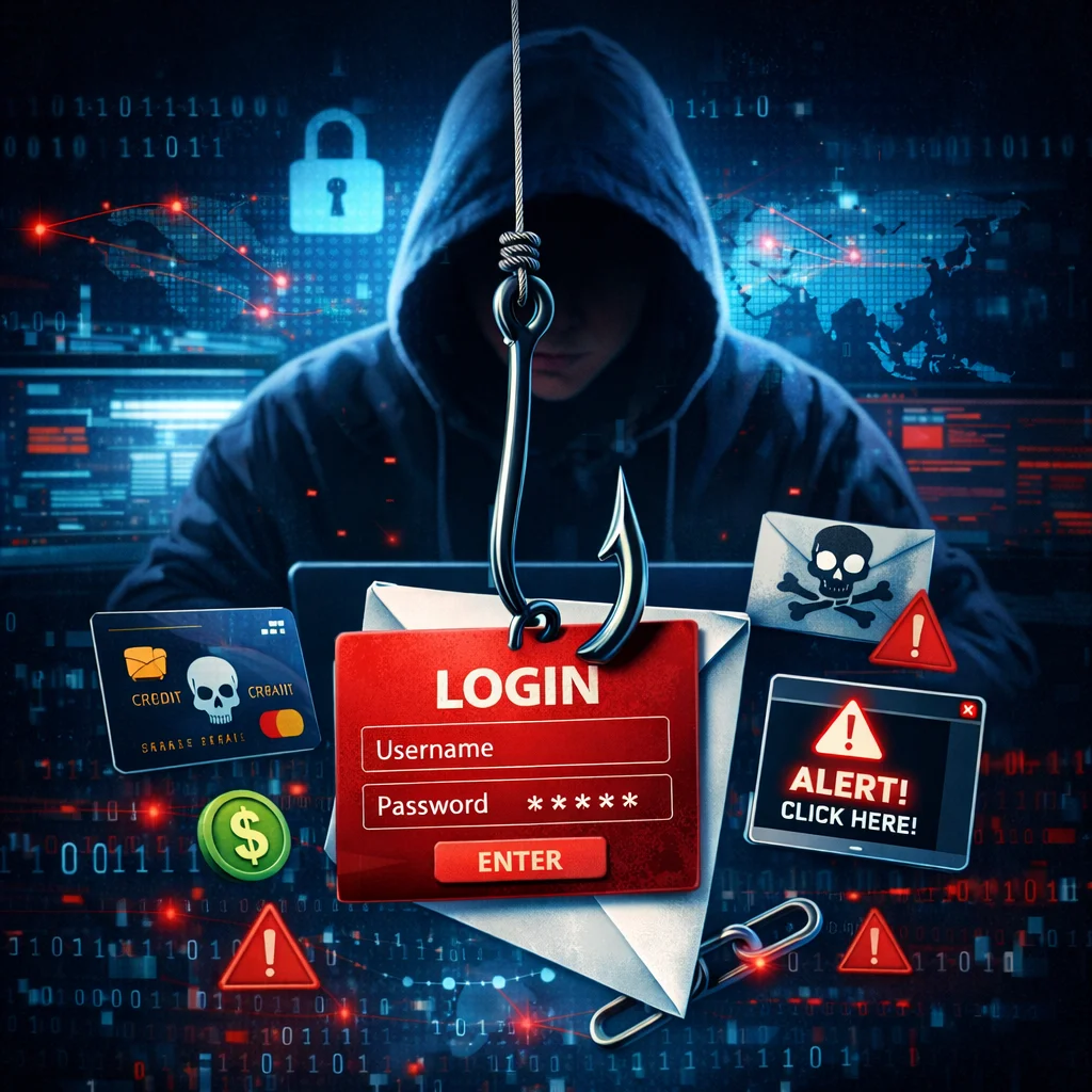 Phishing attack anatomy illustration